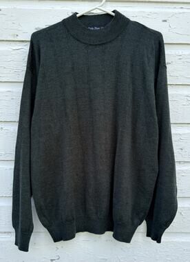 Giglio Rosso Sweater Mens L Wool Acrylic Italy Mock Neck Fine Gauge